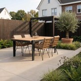 Vigo/Carlos taupe dining tuinset | 4 personen | teakhout + wicker | 200cm