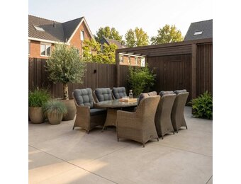 Madrid  Ash Grey dining tuinset | 6 personen | wicker | 200cm ovaal