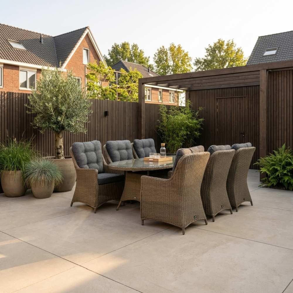Madrid  Ash Grey dining tuinset | 6 personen | wicker | 200cm ovaal