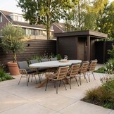 Livorno/Carlos Bamboo antraciet dining tuinset | 8 personen | betonlook + wicker | 280cm