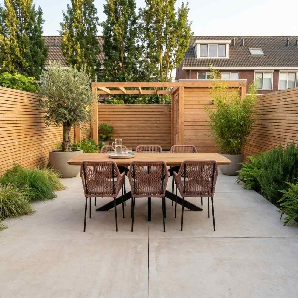 Salo/Seville terra dining tuinset | 6 personen | hardhout + touw | 240cm