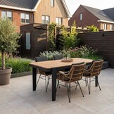 Vigo/Carlos antraciet dining tuinset | 4 personen | teakhout + wicker | 200cm