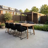 Rixos/Portofino zwart dining tuinset | 6 personen | hardhout + touw | 220cm