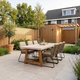 Velora/Valencia Sahara Dust dining tuinset | 6 personen | travertin + touw | 250cm