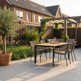 Arezzo/Seville zand dining tuinset | 4 personen | polywood + touw | 160cm