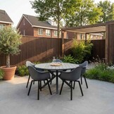 Cervo Grey/Montreux dining tuinset | 5 personen | polywood + kunststof | 144cm rond
