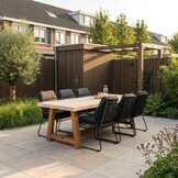 Velora/Valencia Lava Grey dining tuinset | 6 personen | travertin + touw | 250cm