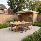 Velora/Tulum Sahara Dust dining tuinset | 6 personen | travertin + touw | 250cm