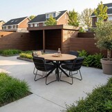 Cervo Natural/Harper Lava Grey dining tuinset | 5 personen | polywood + touw | 144cm