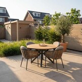 Cervo Natural/Lucca dining tuinset | 5 personen | polywood + wicker | 144cm