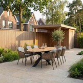 Dallas antraciet/Lucca dining tuinset | 6 personen | polywood + wicker | 220cm