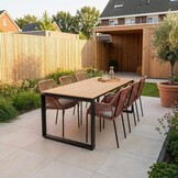 Helsinki Natural/Seville terra dining tuinset | 6 personen | polywood + touw | 210cm