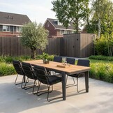 Vigo/Harper Lava Grey dining tuinset | 6 personen | teakhout + touw | 260cm