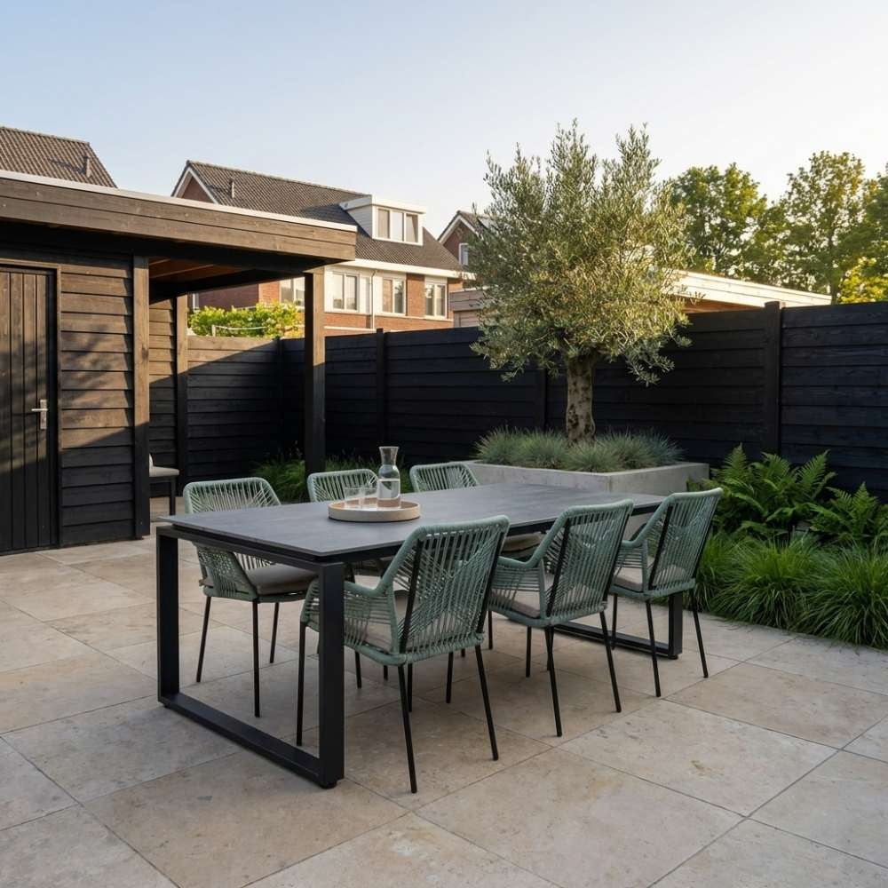 Helsinki Grey/Seville mint dining tuinset | 6 personen | polywood + touw | 210cm