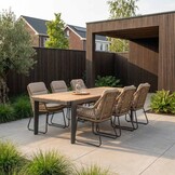 Vigo/Valencia Sahara Dust dining tuinset | 6 personen | teakhout + touw | 260cm