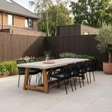 Velora/Seville zwart dining tuinset | 8 personen | travertin + touw | 300cm
