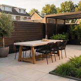 Velora/Seville zwart dining tuinset | 6 personen | travertin + touw | 250cm