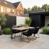 Arezzo/Portofino zwart dining tuinset | 4 personen | polywood + touw | 160cm