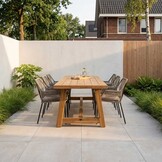 Velora/Seville zand dining tuinset | 6 personen | travertin + aluminium | 250cm