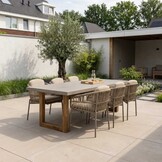 Lausanne/Rico zand dining tuinset | 6 personen | betonlook + aluminium | 250cm