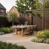 Lausanne/Portofino Sahara Dust dining tuinset | 6 personen | betonlook + touw | 250cm