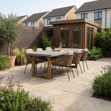 Lausanne/Lucca dining tuinset | 6 personen | betoonlook + wicker | 250cm