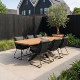 Salo/Portofino zwart dining tuinset | 6 personen | hardhout + touw | 240cm