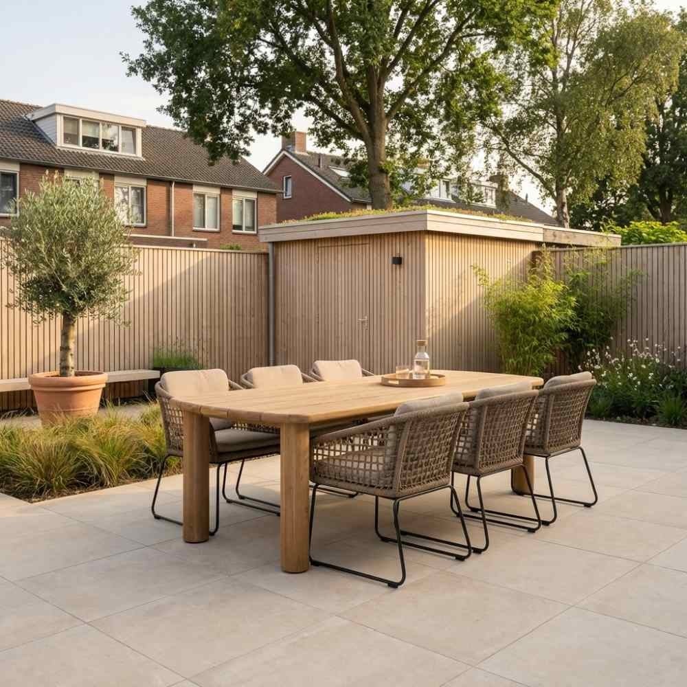 Laredo/Tulum Sahara Dust dining tuinset | 6 personen | hardhout + touw | 255cm