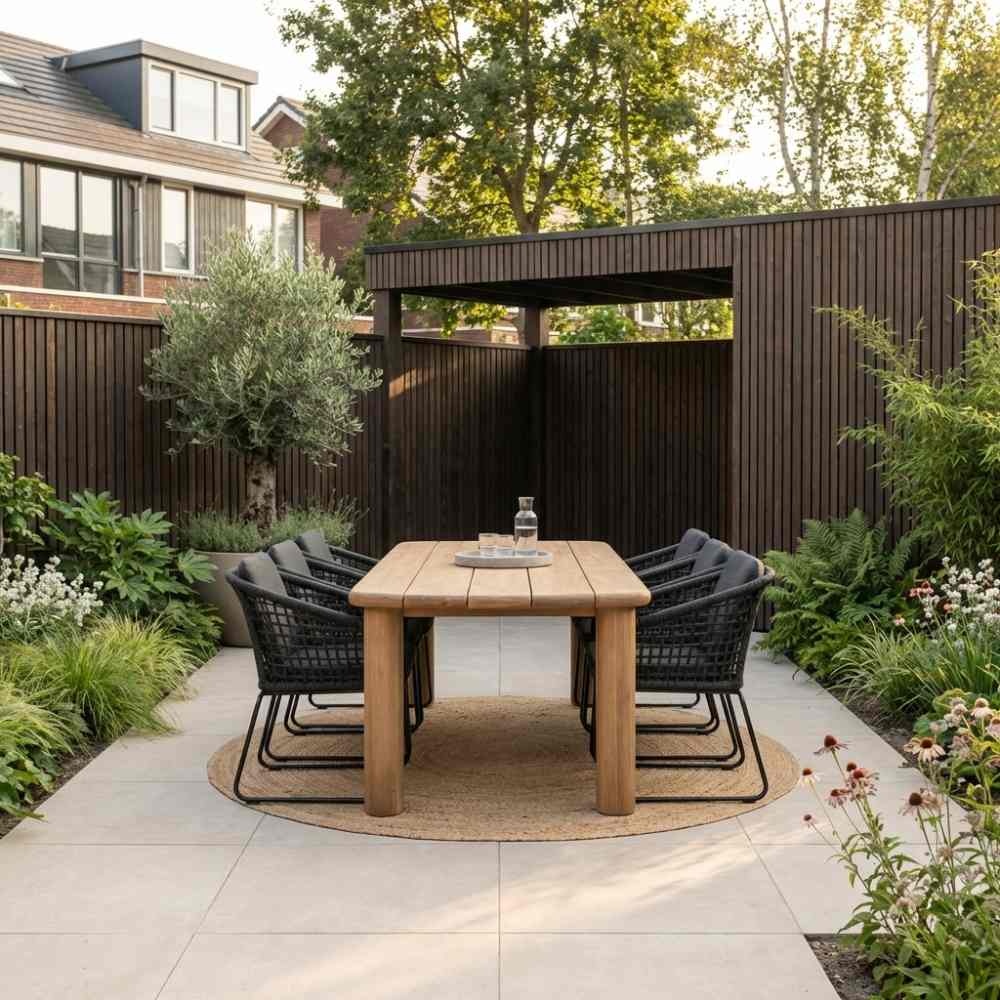 Laredo/Tulum Lava Grey dining tuinset | 6 personen | hardhout + touw | 255cm