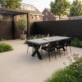 Lyon/Seville zwart dining tuinset | 6 personen | betonlook + touw | 250cm
