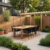 Laredo/Seville zwart dining tuinset | 6 personen | hardhout + touw | 255cm
