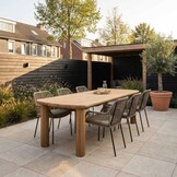 Laredo/Seville zand dining tuinset | 6 personen | hardhout + aluminium | 255cm