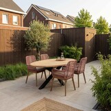 Cleve/Padua terra dining tuinset | 4 personen | teakhout + touw | 200cm ovaal