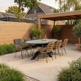 Stockholm/Carlos antraciet dining tuinset | 6 personen | betonlook + wicker | 240cm ovaal