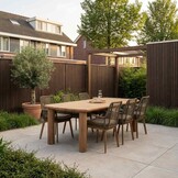 Laredo/Padua olijfgroen dining tuinset | 6 personen | hardhout + touw | 255cm