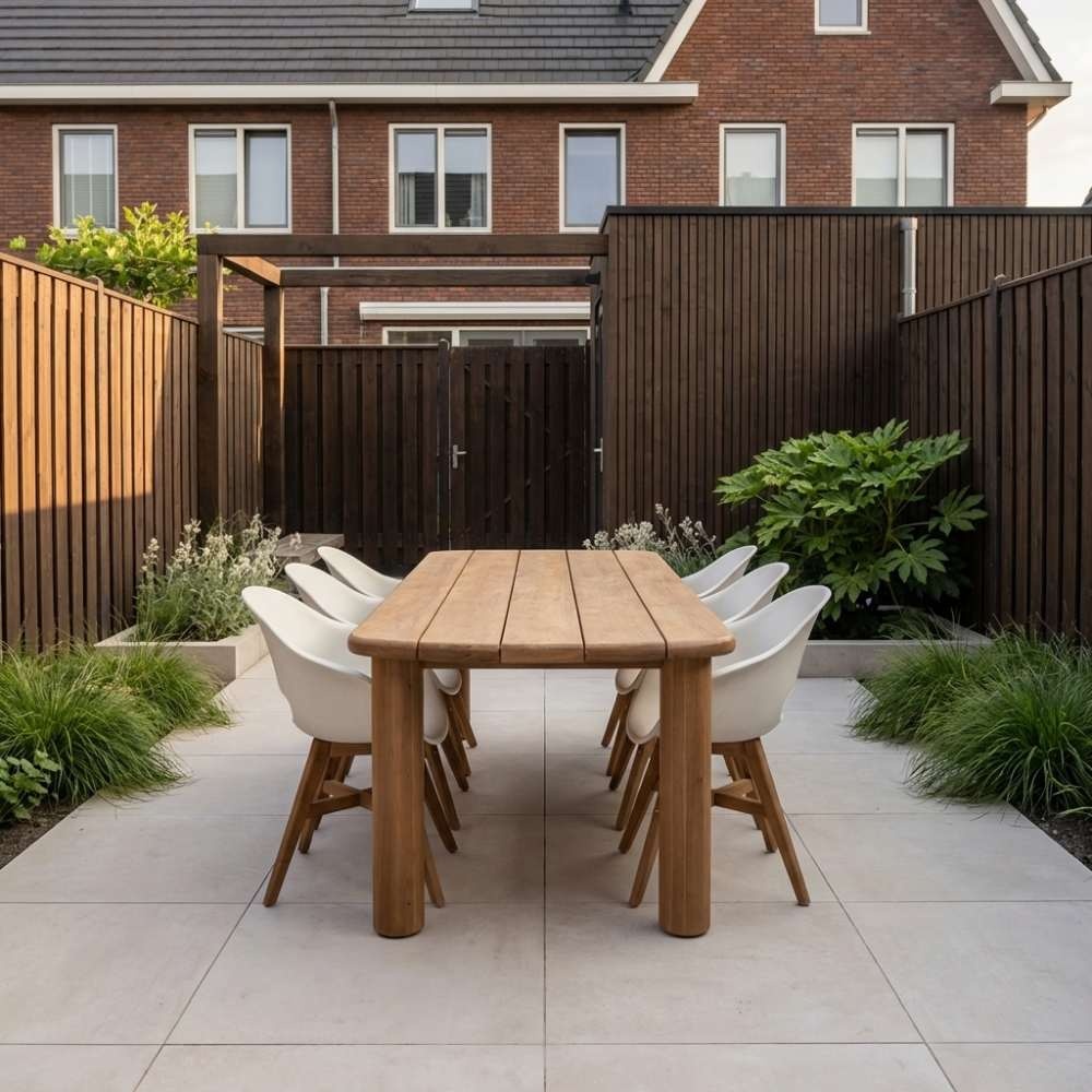Laredo/Karlstad wit dining tuinset | 6 personen | hardhout + kunststof | 255cm