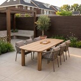 Laredo/Dakota beige dining tuinset | 6 personen | hardhout + touw | 255cm