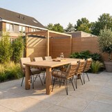 Laredo/Carlos taupe dining tuinset | 6 personen | hardhout + wicker | 255cm