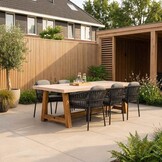 Velora/Rico charcoal dining tuinset | 6 personen | travertin + aluminium | 250cm