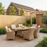 Madrid Royal Sand dining tuinset | 6 personen | wicker | 200cm ovaal