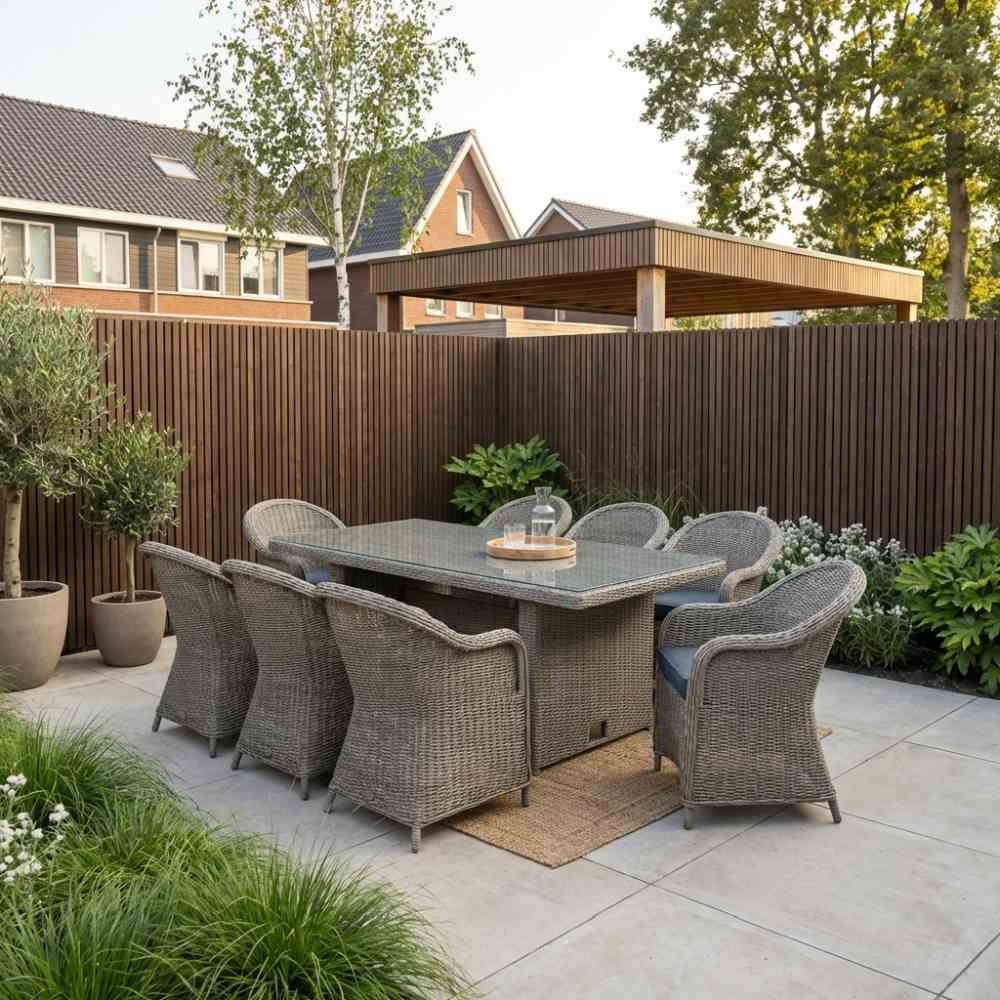 Jones/Toulouse Ash Grey dining tuinset | 6 personen | wicker | 200cm