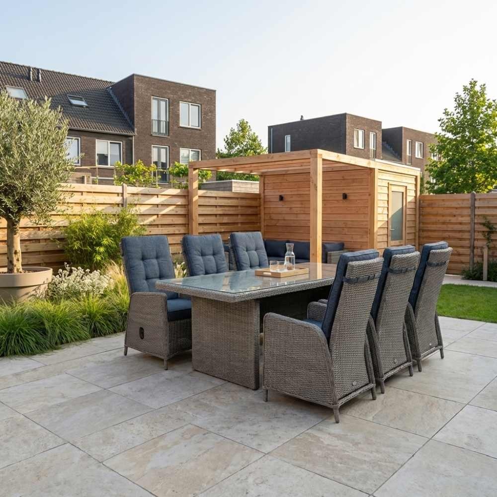 Jones/Rennes dining tuinset | 6 personen | wicker | 200cm