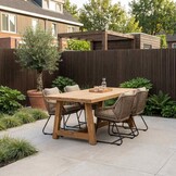 Velora/Portofino Sahara Dust dining tuinset | 4 personen | travertin + touw | 200cm