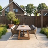 Veltis/Lucca dining tuinset | 8 personen | betonlook + wicker | 300cm