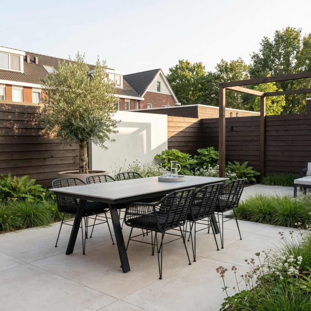 Oslo Grey/Napels dining tuinset | 6 personen | polywood + wicker | 220cm