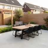 James/Tulum Lava Grey dining tuinset | 6 personen | teakhout + touw | 260cm