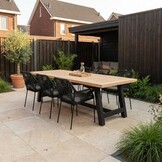 James/Seville zwart dining tuinset | 6 personen | teakhout + touw | 260cm