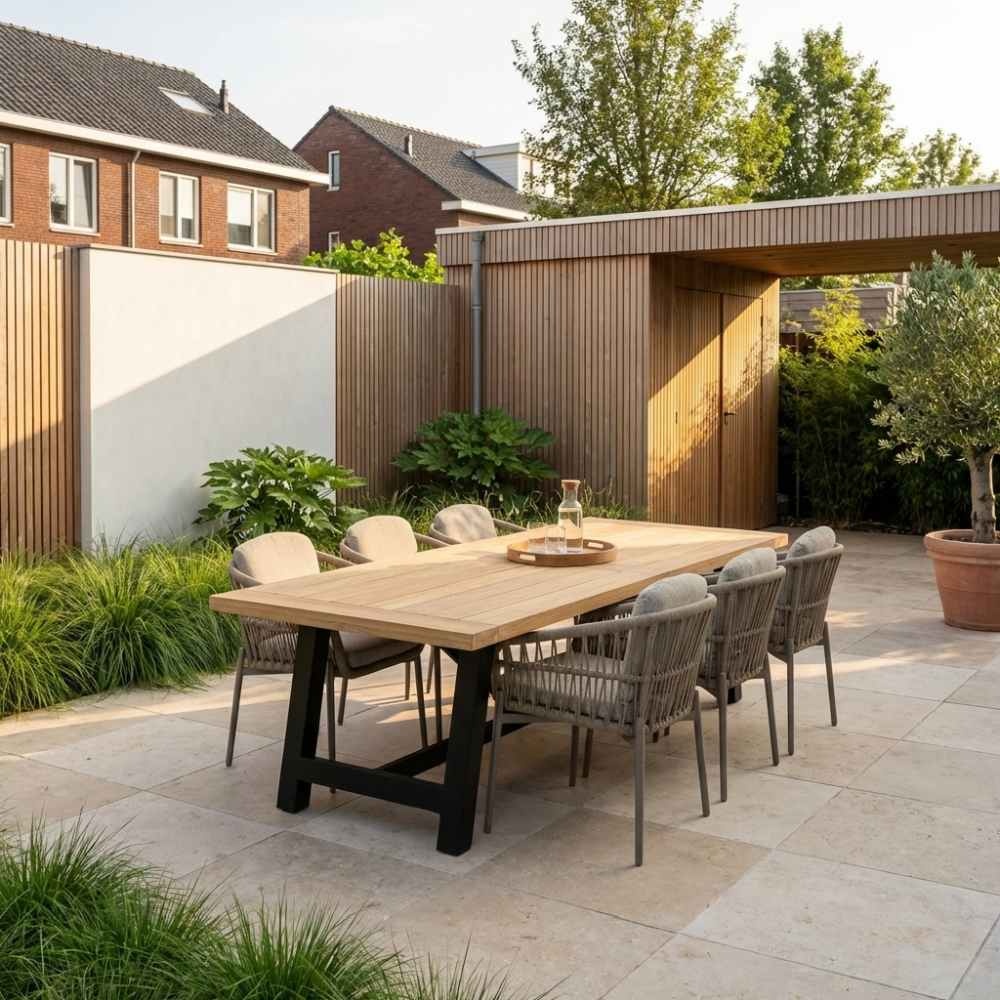 James/Rico zand dining tuinset | 6 personen | teakhout + aluminium | 260cm