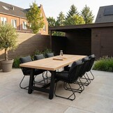 James/Portofino zwart dining tuinset | 6 personen | teakhout + touw | 260cm