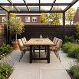 James/Carlos taupe dining tuinset | 6 personen | teakhout + wicker | 260cm